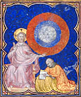 Jean de Berry priant devant Dieu en majest, Petites Heures de Jean de Berry, XIVe sicle 